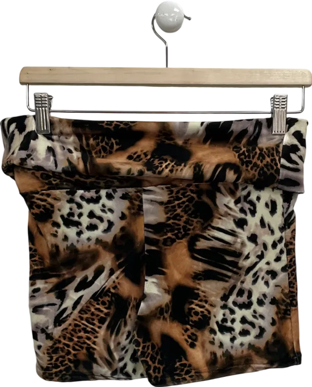 Kasela Brown Velvet mini Shorts In Leopard UK M