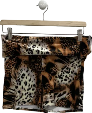 Kasela Brown Velvet mini Shorts In Leopard UK M