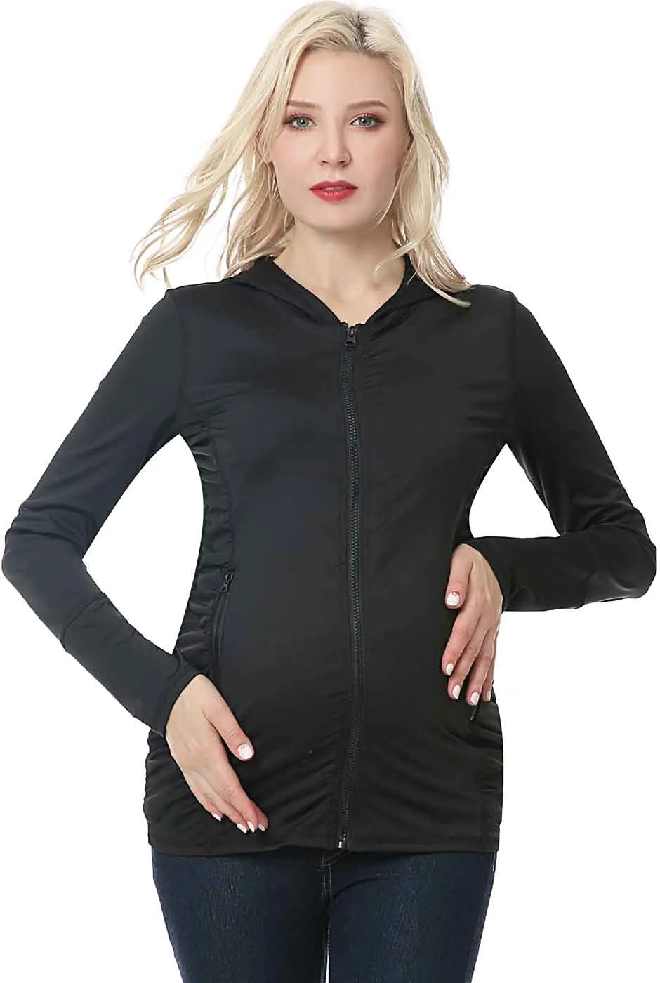 Kimi   Kai Maternity "Haven" Hooded Performance Yoga Jacket