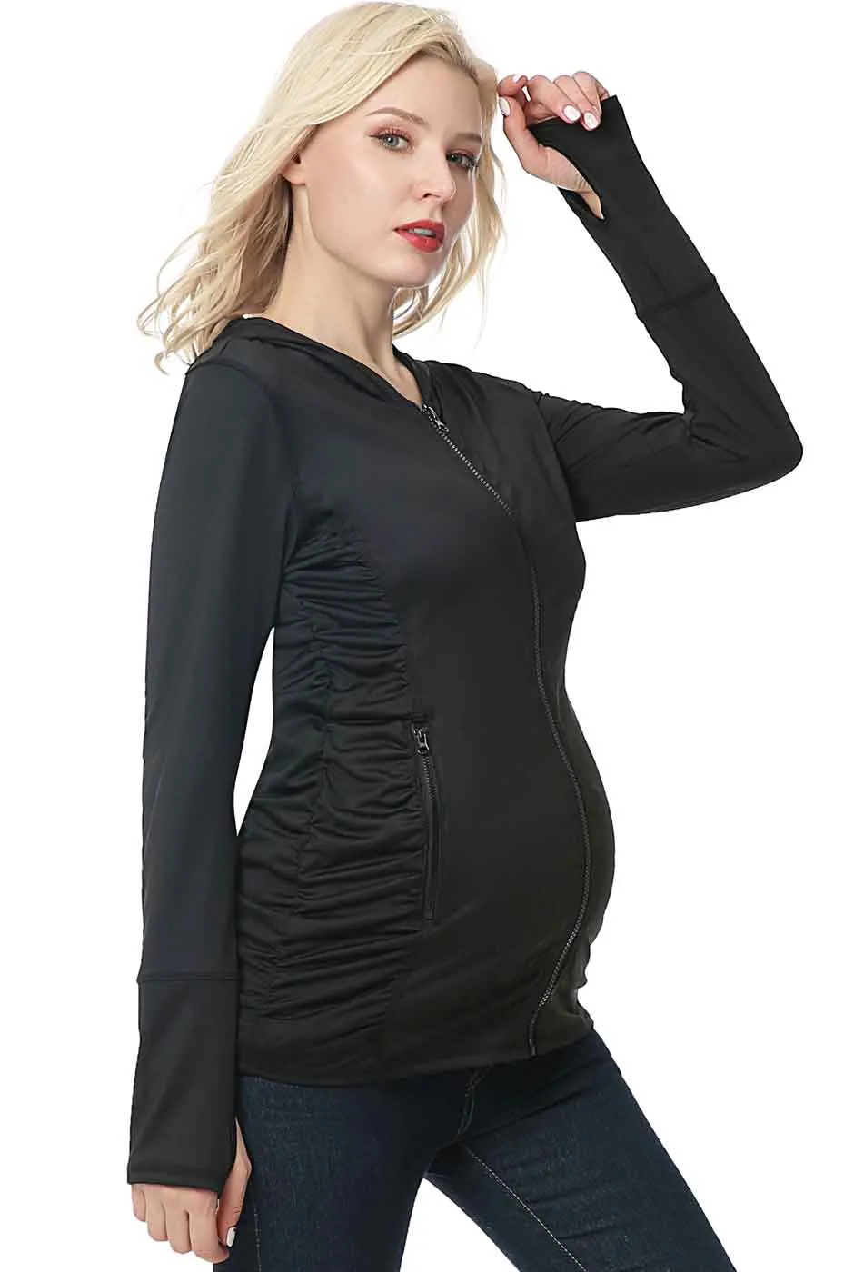 Kimi   Kai Maternity "Haven" Hooded Performance Yoga Jacket