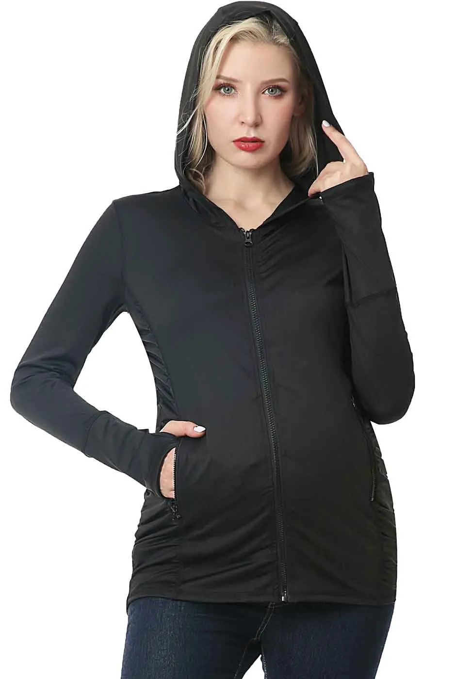 Kimi   Kai Maternity "Haven" Hooded Performance Yoga Jacket