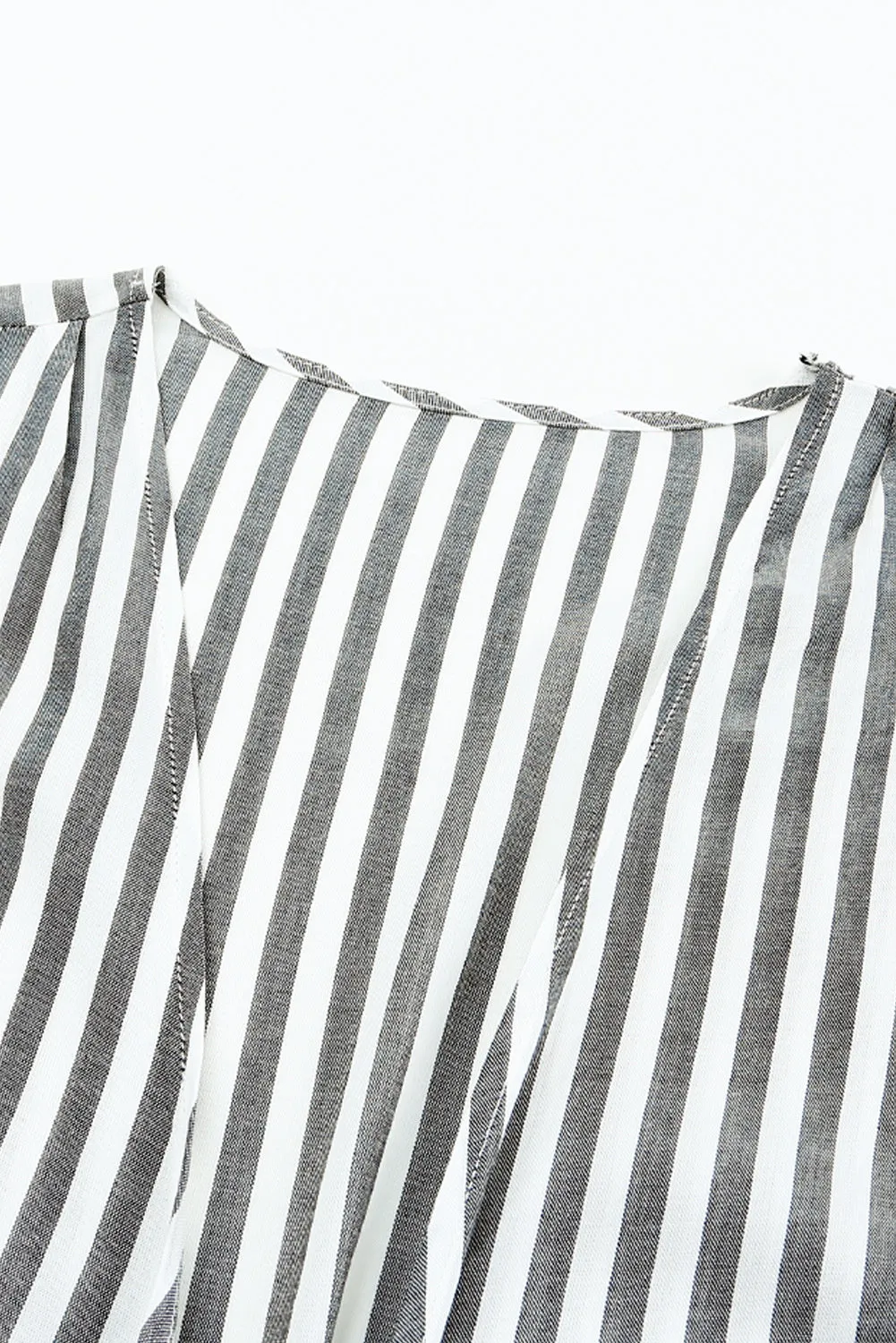 Kimono Sleeves Tie Front Striped Romper