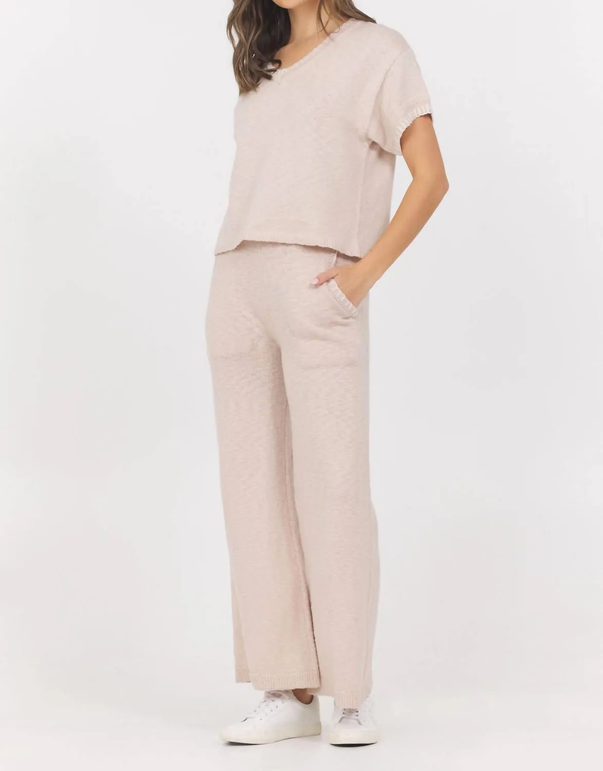 Knit Pant With Whip Stitch In Summer Sand