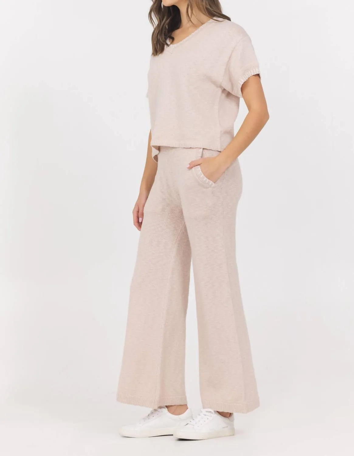 Knit Pant With Whip Stitch In Summer Sand