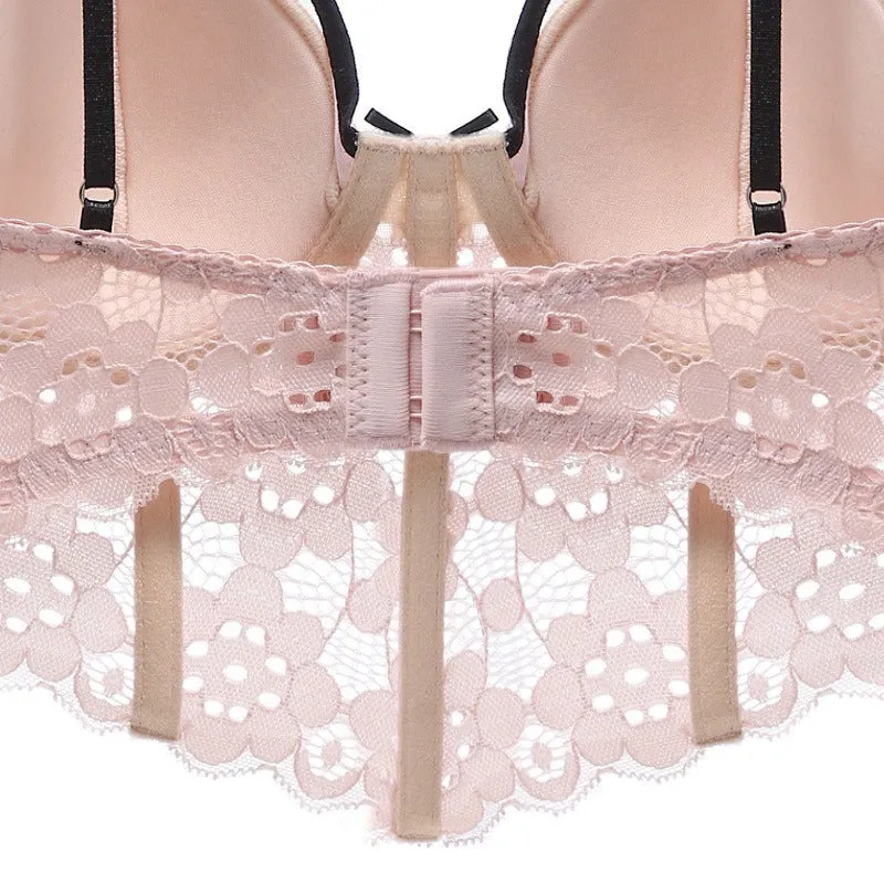 Lace Embroidery Bra With Briefs and Thongs