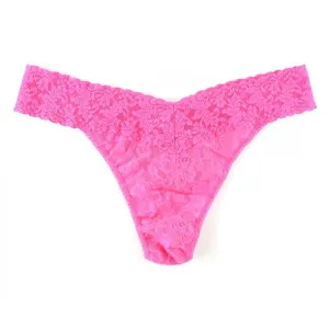 Lace Original Rise Thong - Fiesta Pink - One Size