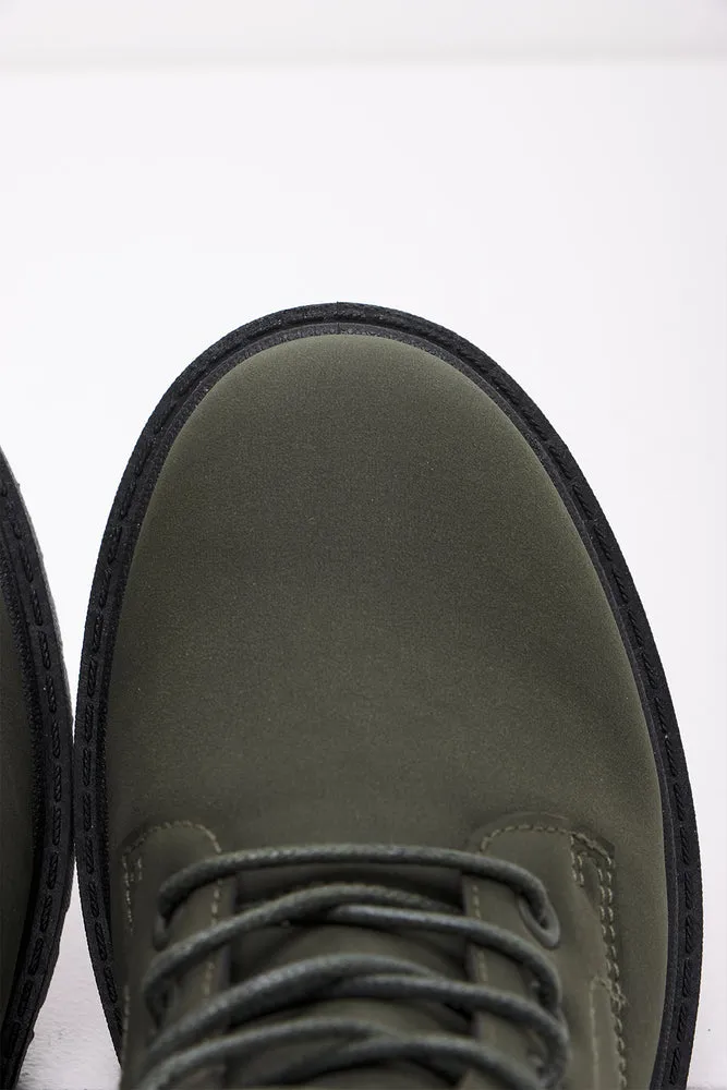 Lace Up Boots Dark Green
