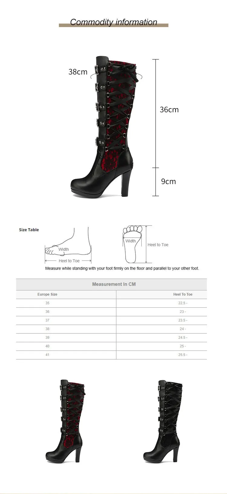 Lace Up Chunky High Heel Boots
