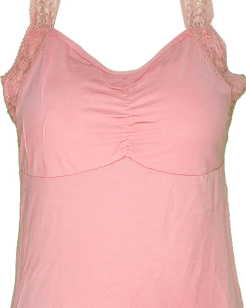 Ladies Camisole Padded With Lace - Color Pink - 3051