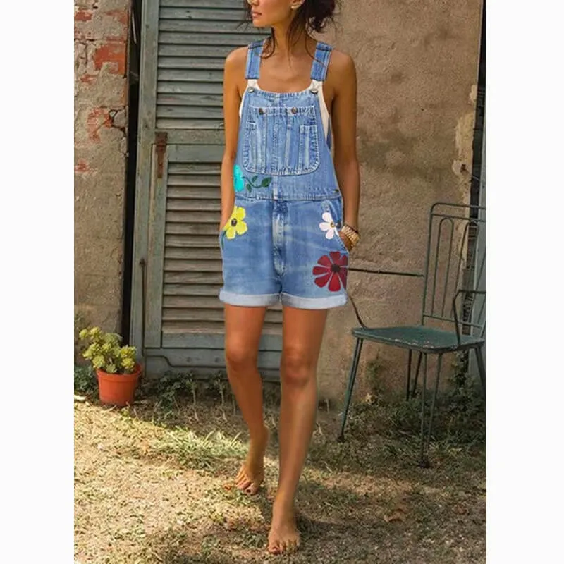 Lady Jeans Romper Shorts Sleeveless Bandage Jumpsuits Shortalls