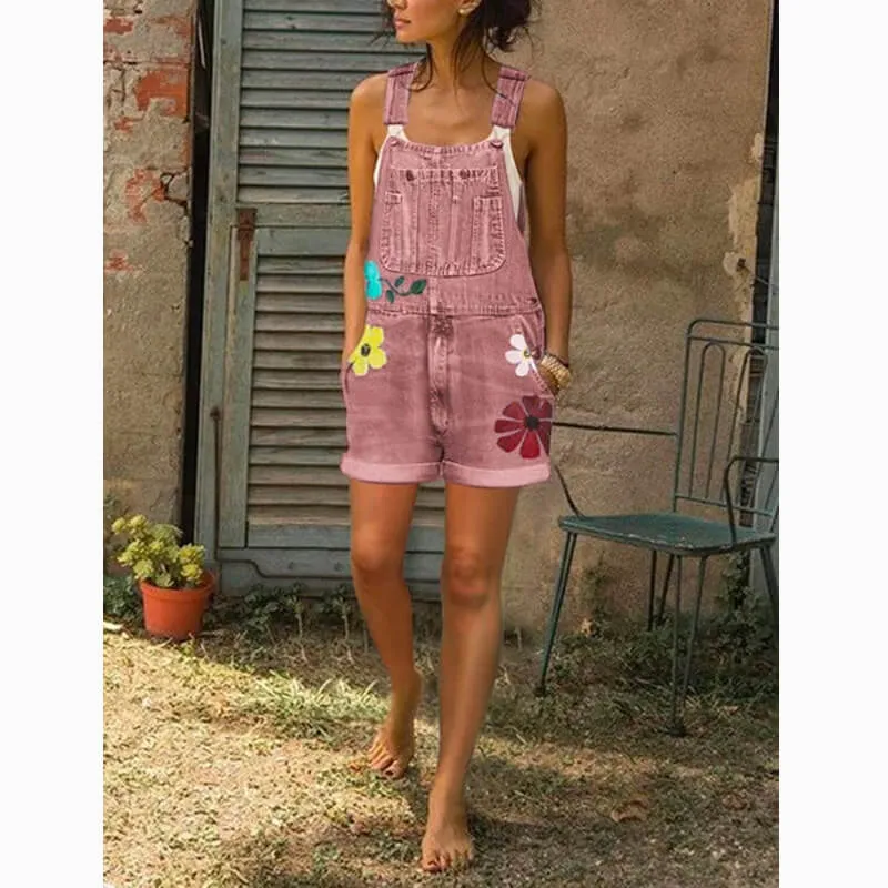 Lady Jeans Romper Shorts Sleeveless Bandage Jumpsuits Shortalls