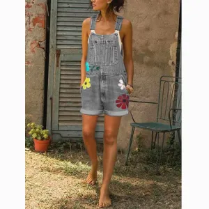 Lady Jeans Romper Shorts Sleeveless Bandage Jumpsuits Shortalls