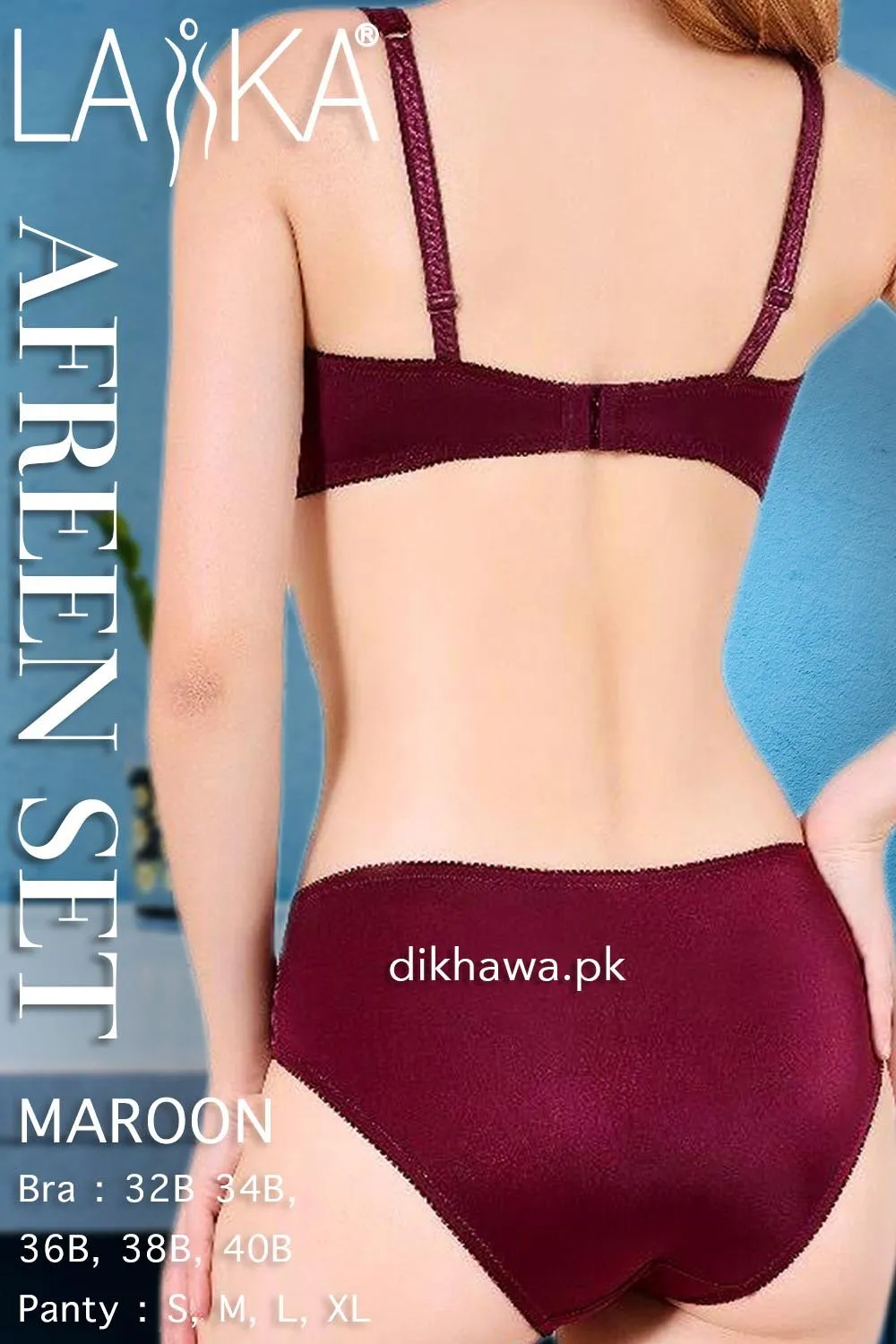 Laika - Afreen Set - Maroon Fancy Bridal Bra Panty Sets - Non Padded Non Wired Bra Panty Set
