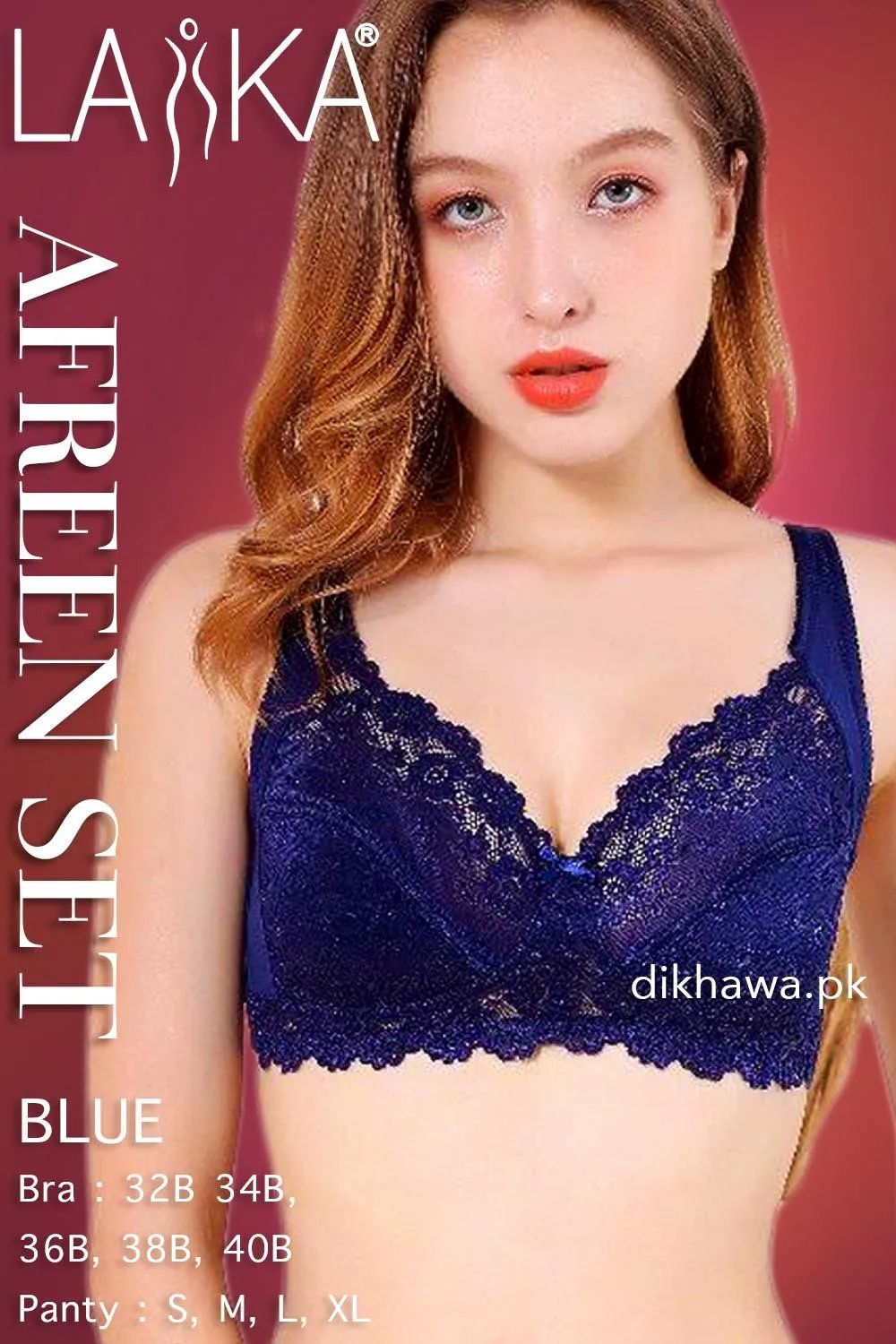 Laika - Afreen Set - Navy Blue Fancy Bridal Bra Panty Sets - Non Padded Non Wired Bra Panty Set