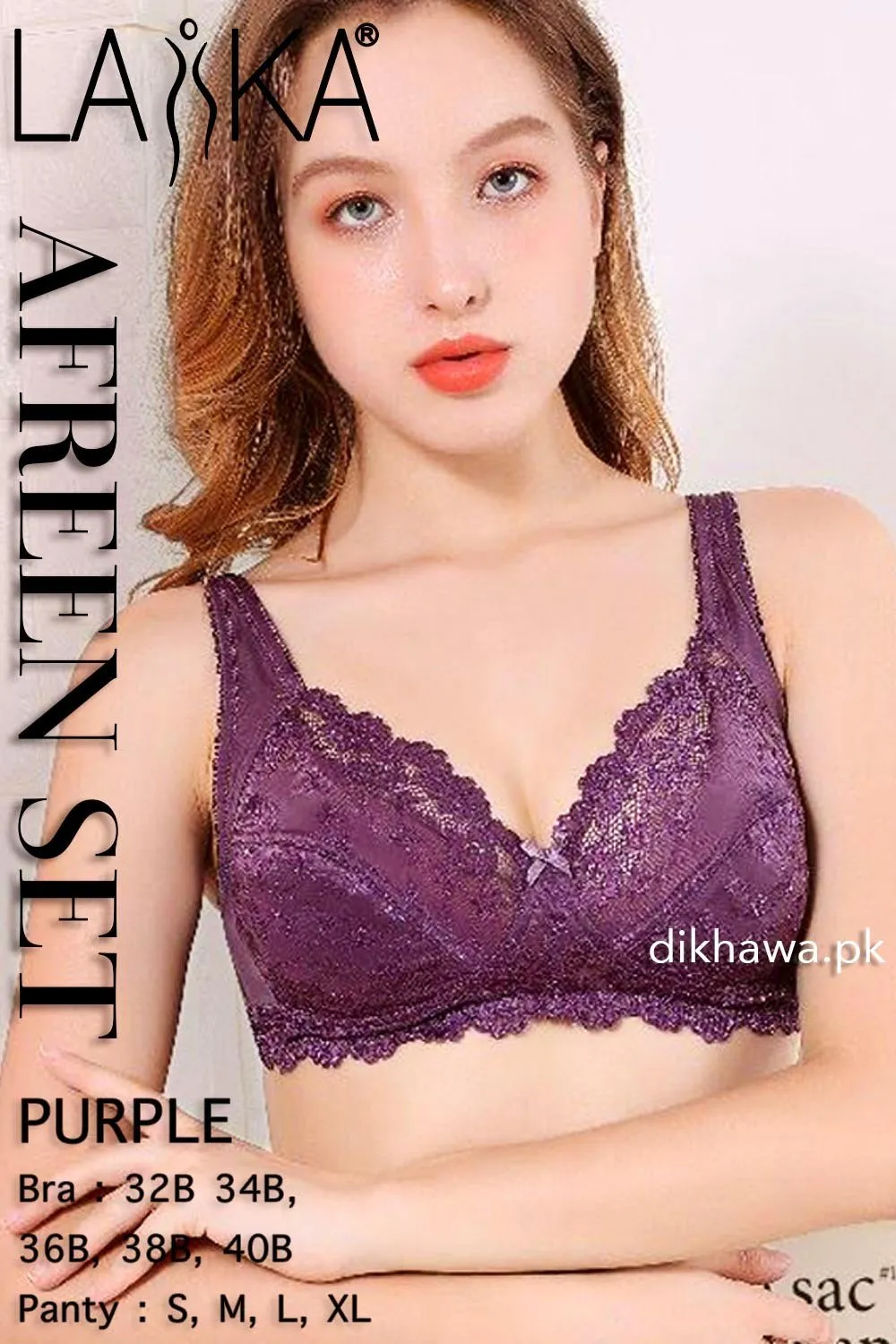 Laika - Afreen Set - Purple Fancy Bridal Bra Panty Sets - Non Padded Non Wired Bra Panty Set