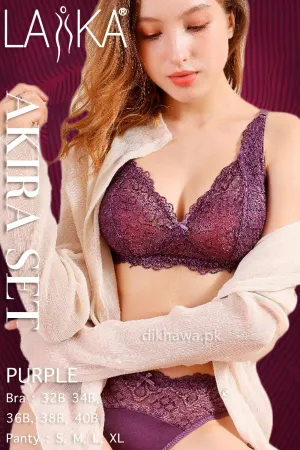 Laika - Akira Set - Purple Bridal Bra Panty Sets - Non Padded Non Wired Bra Panty Set
