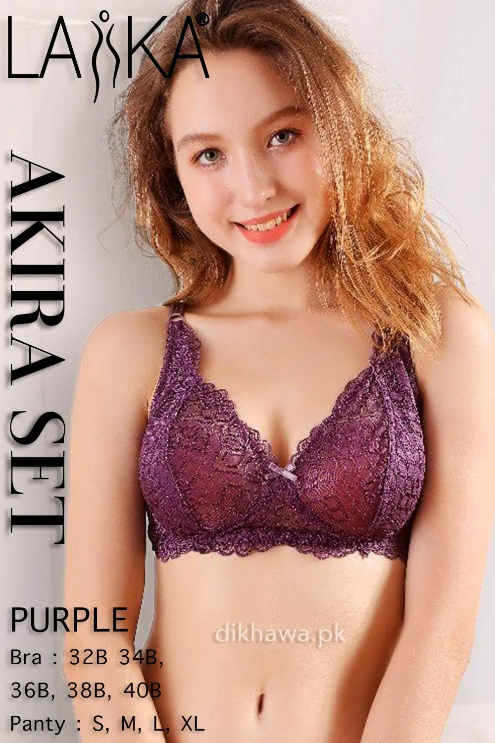 Laika - Akira Set - Purple Bridal Bra Panty Sets - Non Padded Non Wired Bra Panty Set