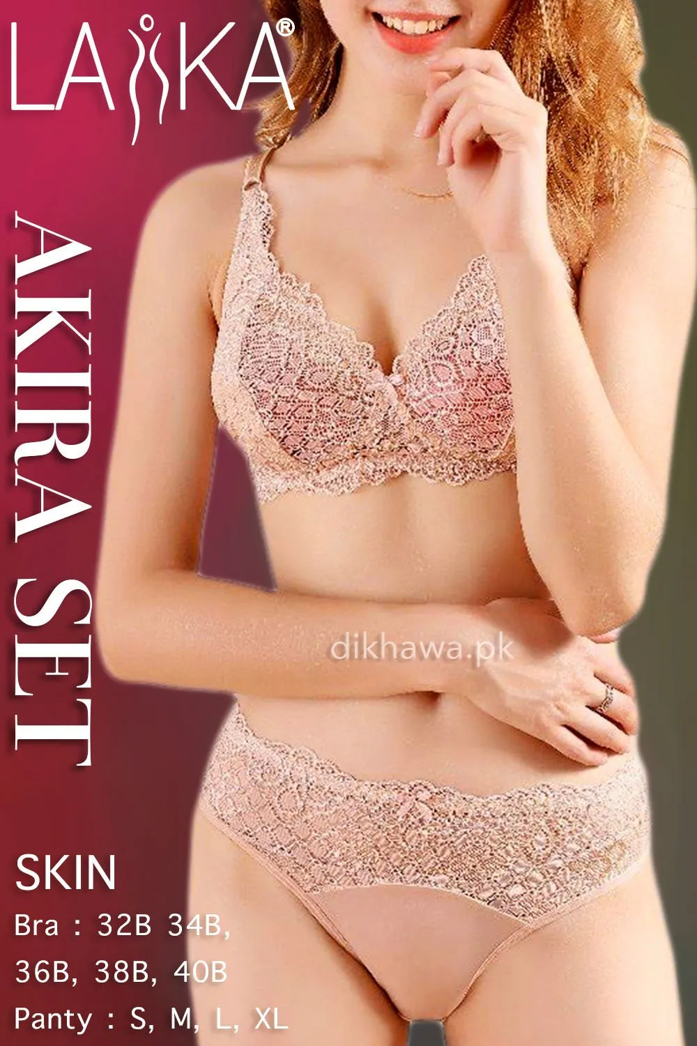 Laika - Akira Set - Skin Bridal Bra Panty Sets - Non Padded Non Wired Bra Panty Set