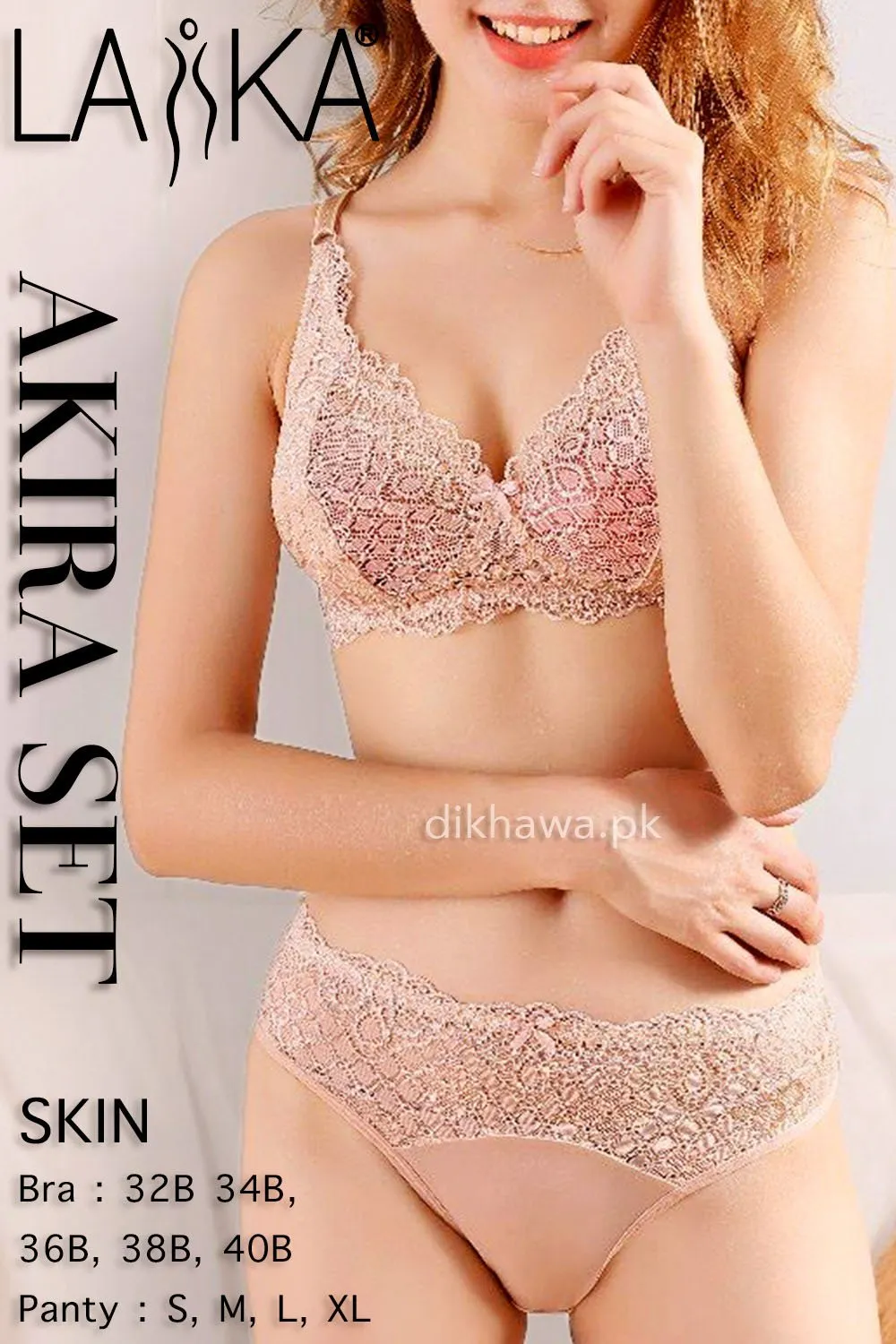 Laika - Akira Set - Skin Bridal Bra Panty Sets - Non Padded Non Wired Bra Panty Set