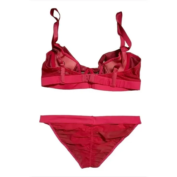 LASCIVIOUS Lingerie Red Cutout Bra and Panty Set 34B