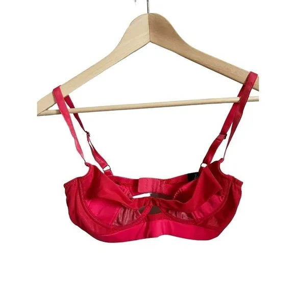 LASCIVIOUS Lingerie Red Cutout Bra and Panty Set 34B