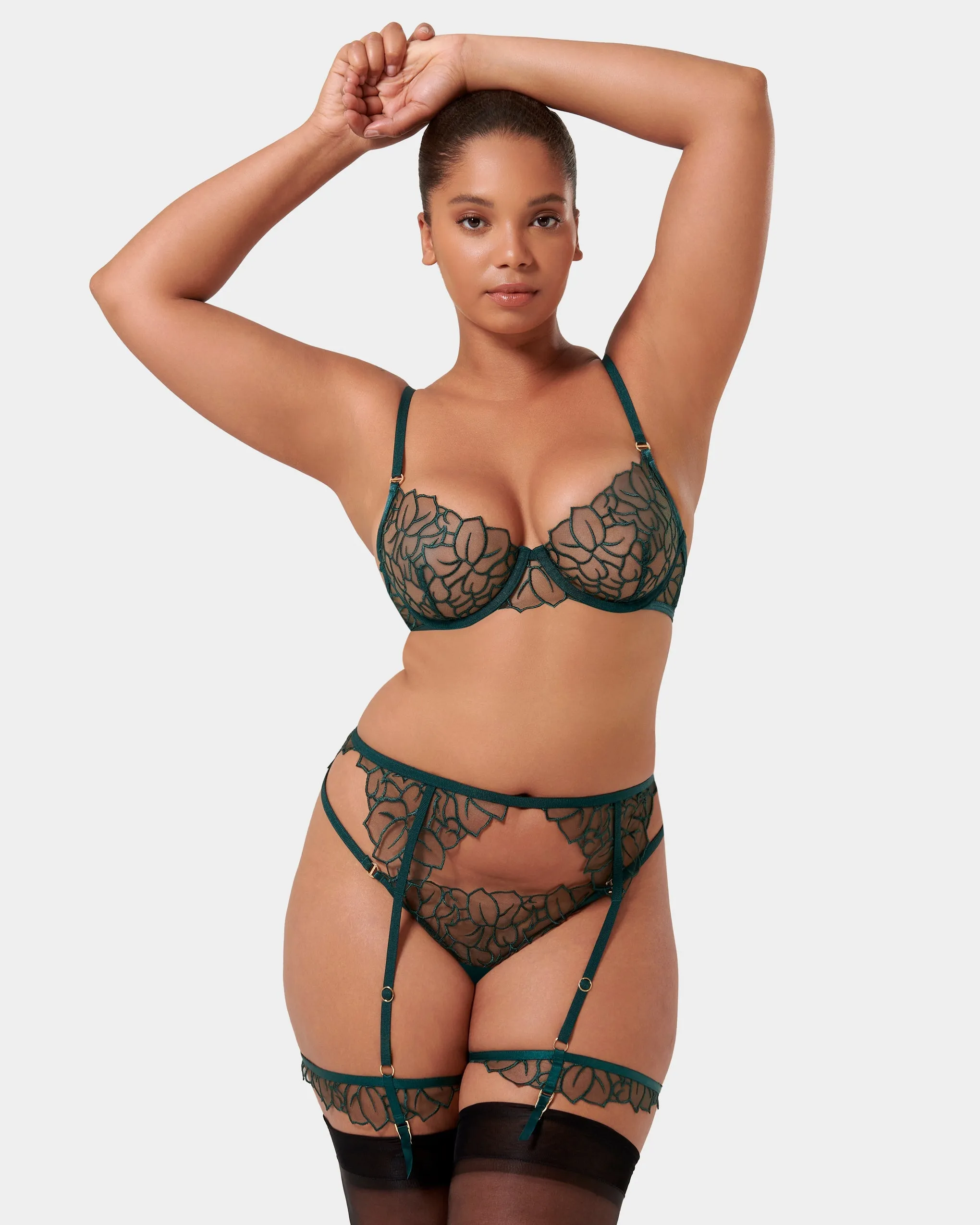 Laurel Garter Thigh Harness Botanical Garden Green