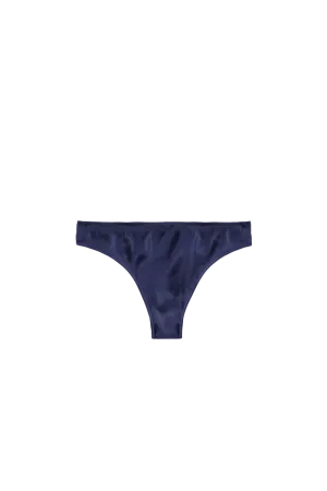 LEA NAVY BLUE: ORGANIC SILK MID-RISE PANTY