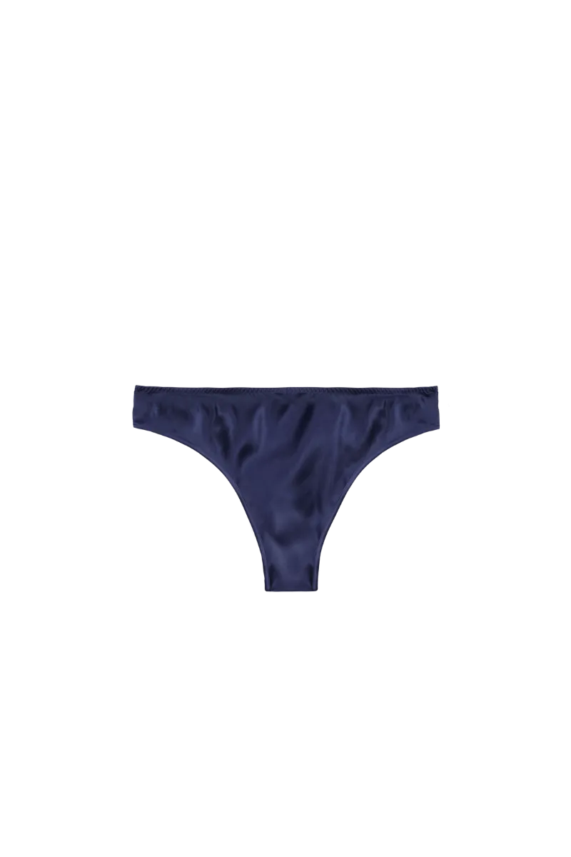 LEA NAVY BLUE: ORGANIC SILK MID-RISE PANTY