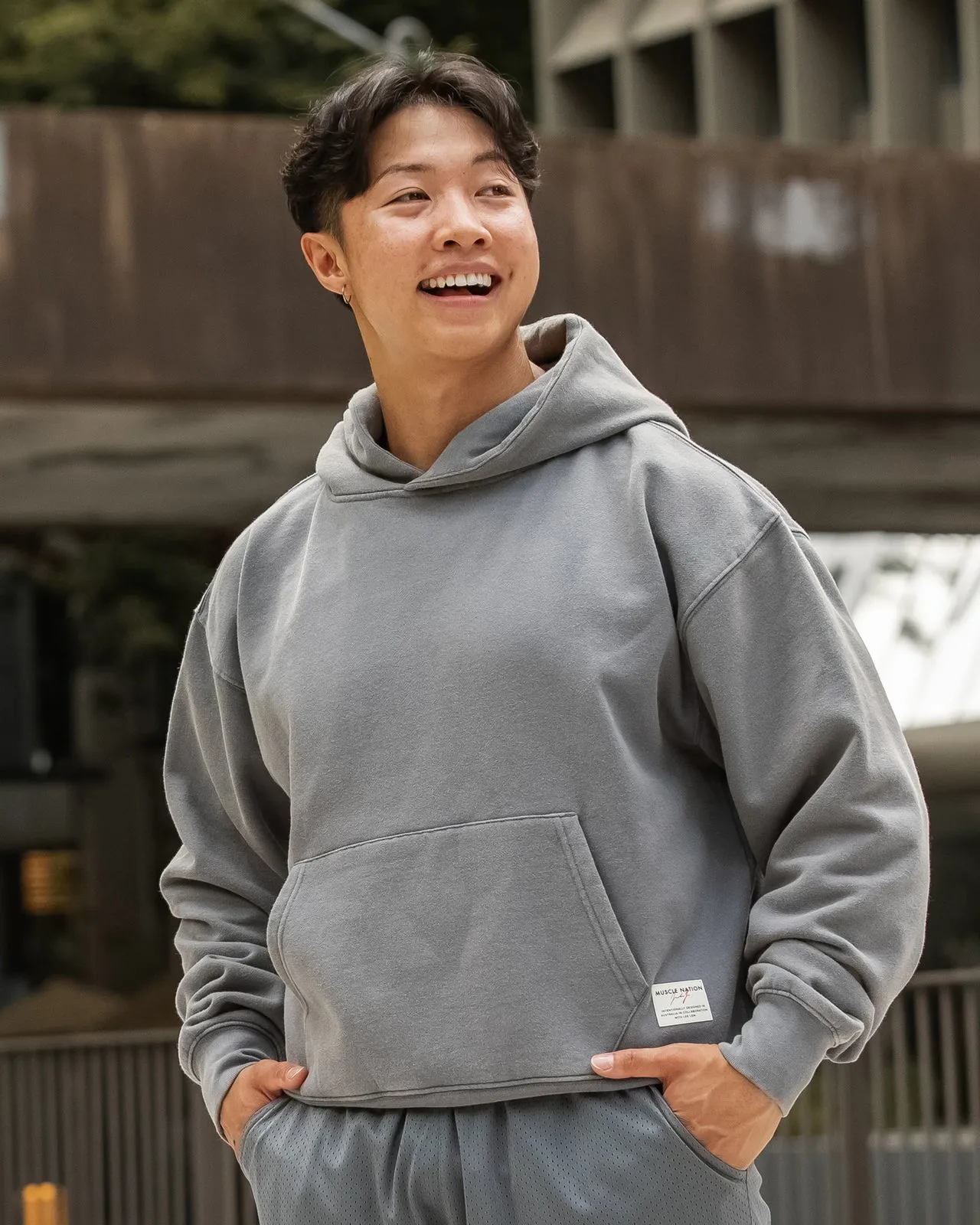 Lee Lem Cropped Hoodie - Washed Platinum Grey