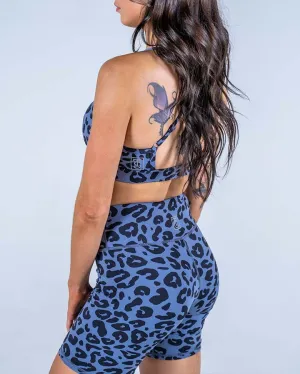 Leopard Biker Short - Blue Ash