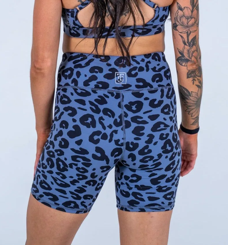 Leopard Biker Short - Blue Ash