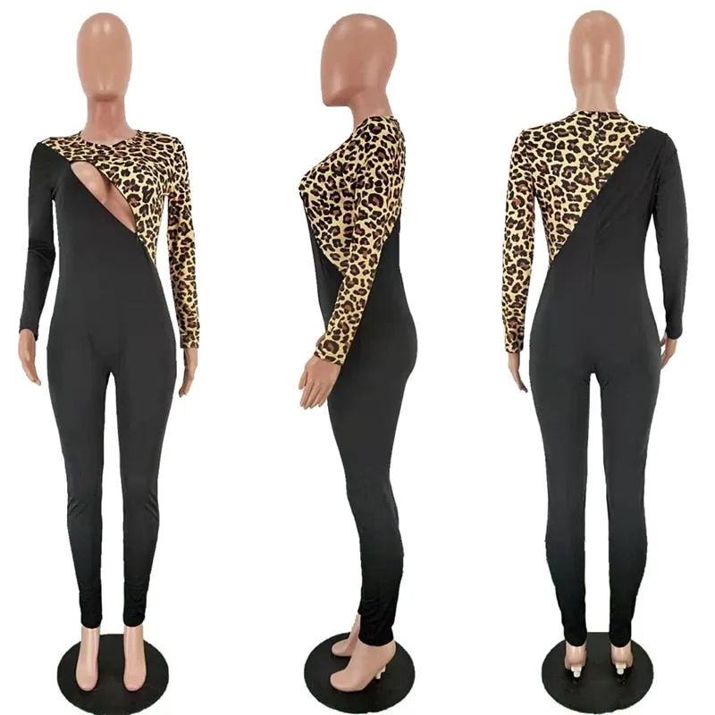 Leopard Zip Me Up Jumpsuit