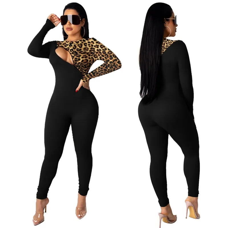 Leopard Zip Me Up Jumpsuit