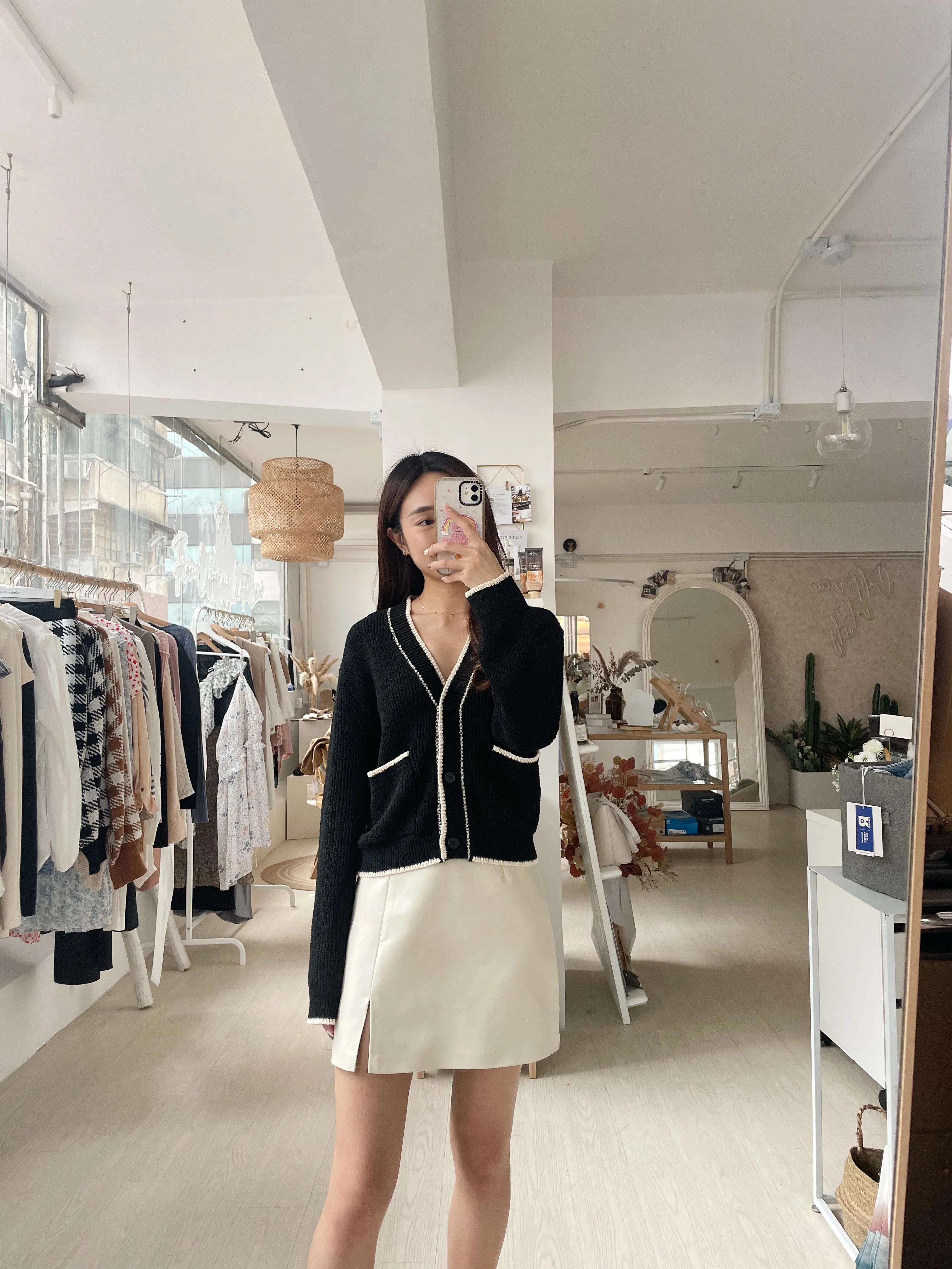 Lightweight Contrast Trim Cardigan