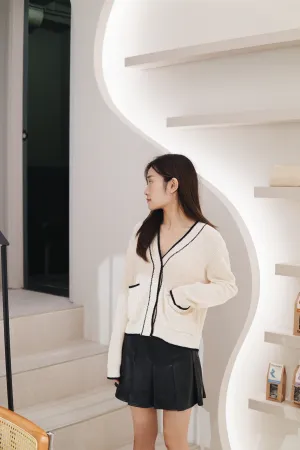 Lightweight Contrast Trim Cardigan