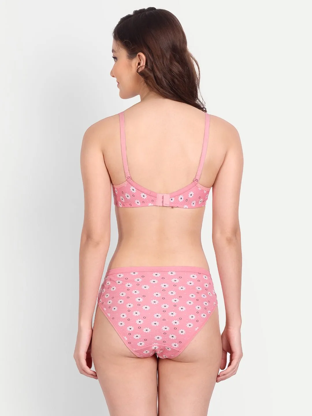 Liigne Flower Printed Women Everyday Padded Bra Panty Set