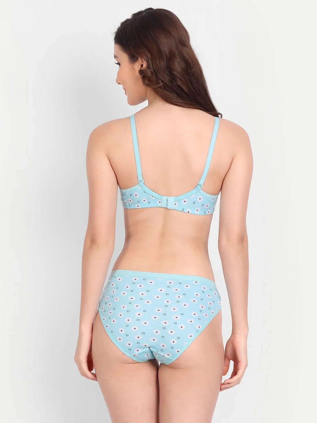 Liigne Flower Printed Women Everyday Padded Bra Panty Set