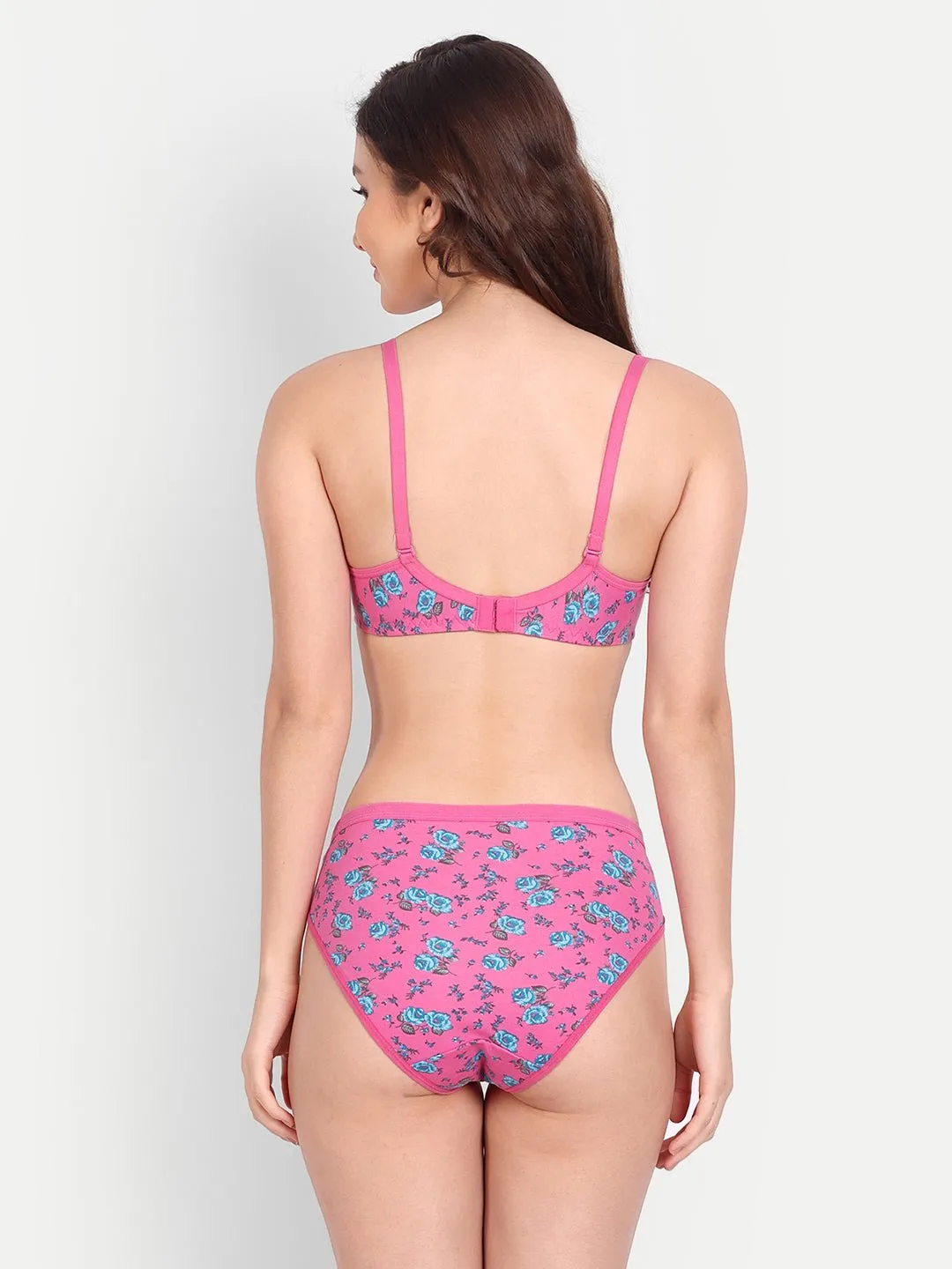 Liigne Flower Printed Women Everyday Padded Bra Panty Set