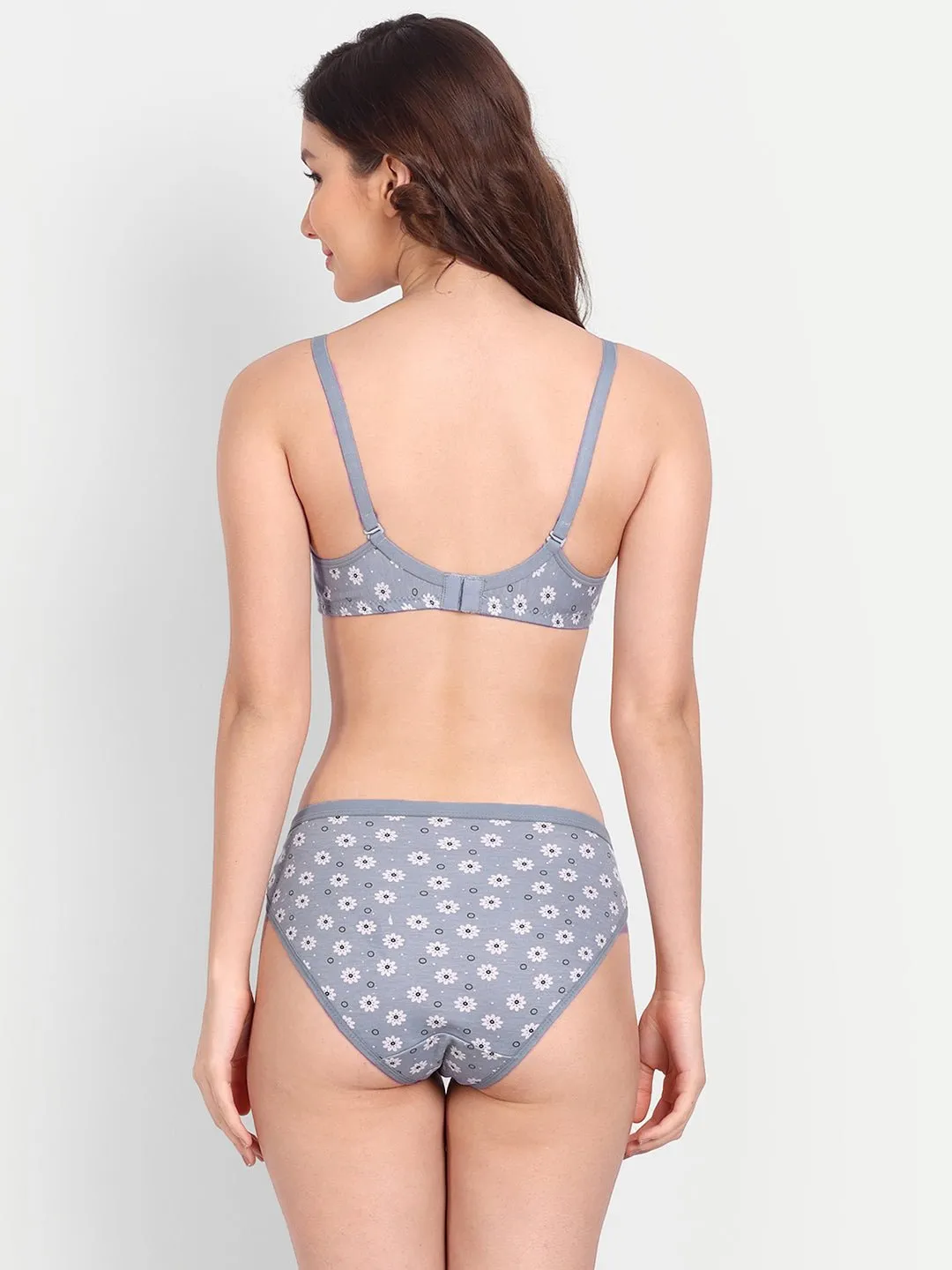 Liigne Flower Printed Women Everyday Padded Bra Panty Set