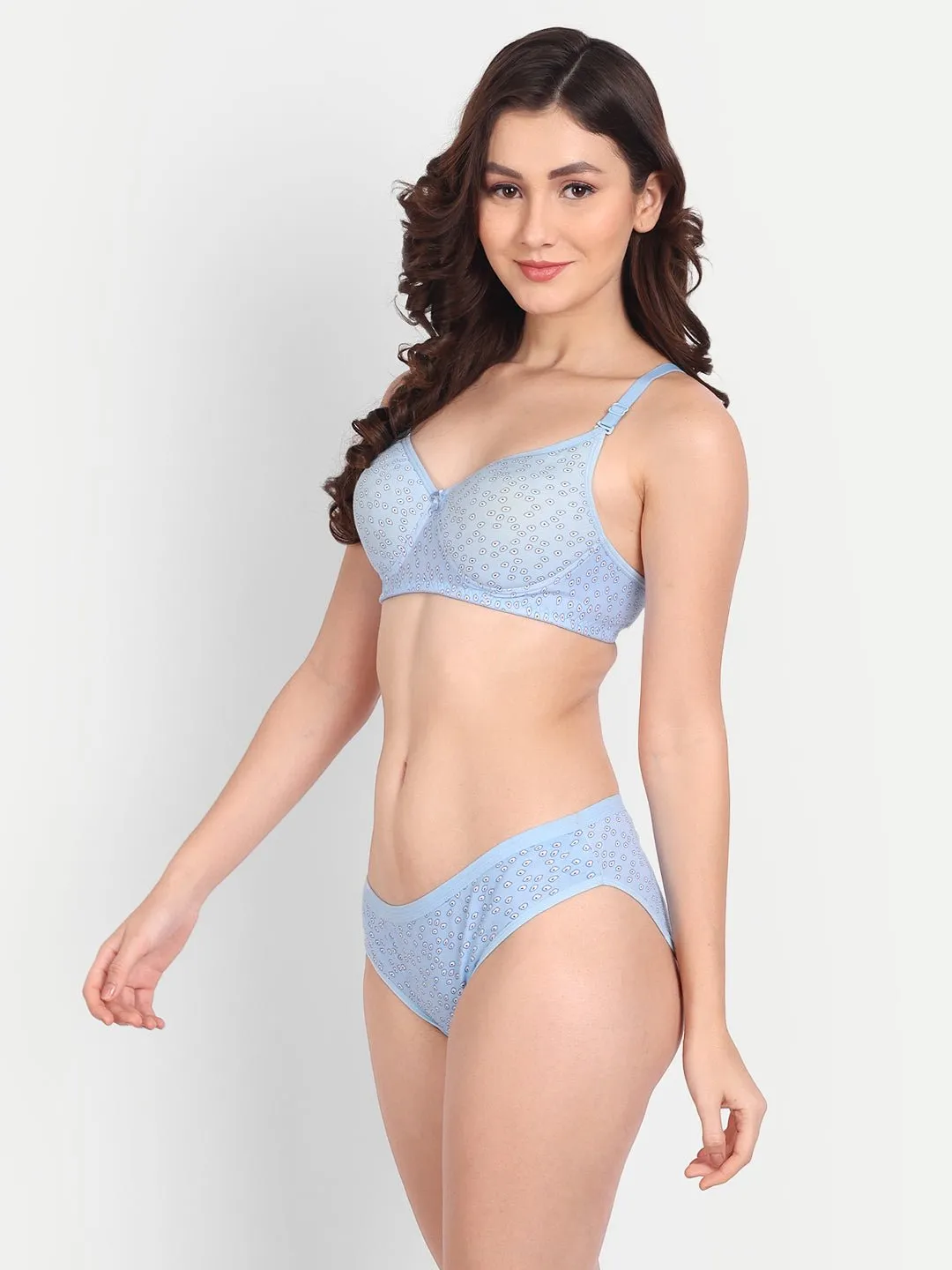 Liigne Flower Printed Women Everyday Padded Bra Panty Set