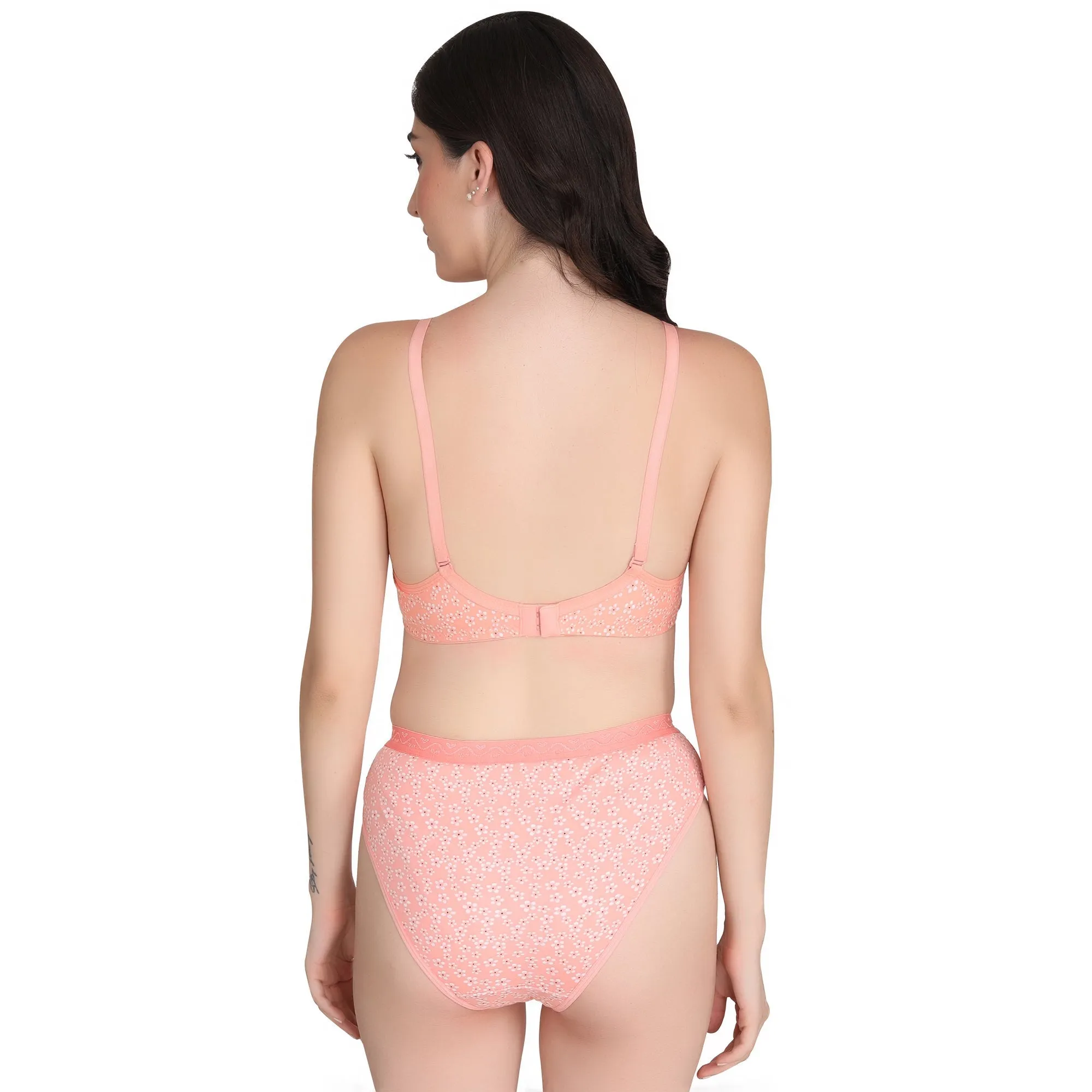 Liigne Small Flower Printed Everyday Bra Panty Set