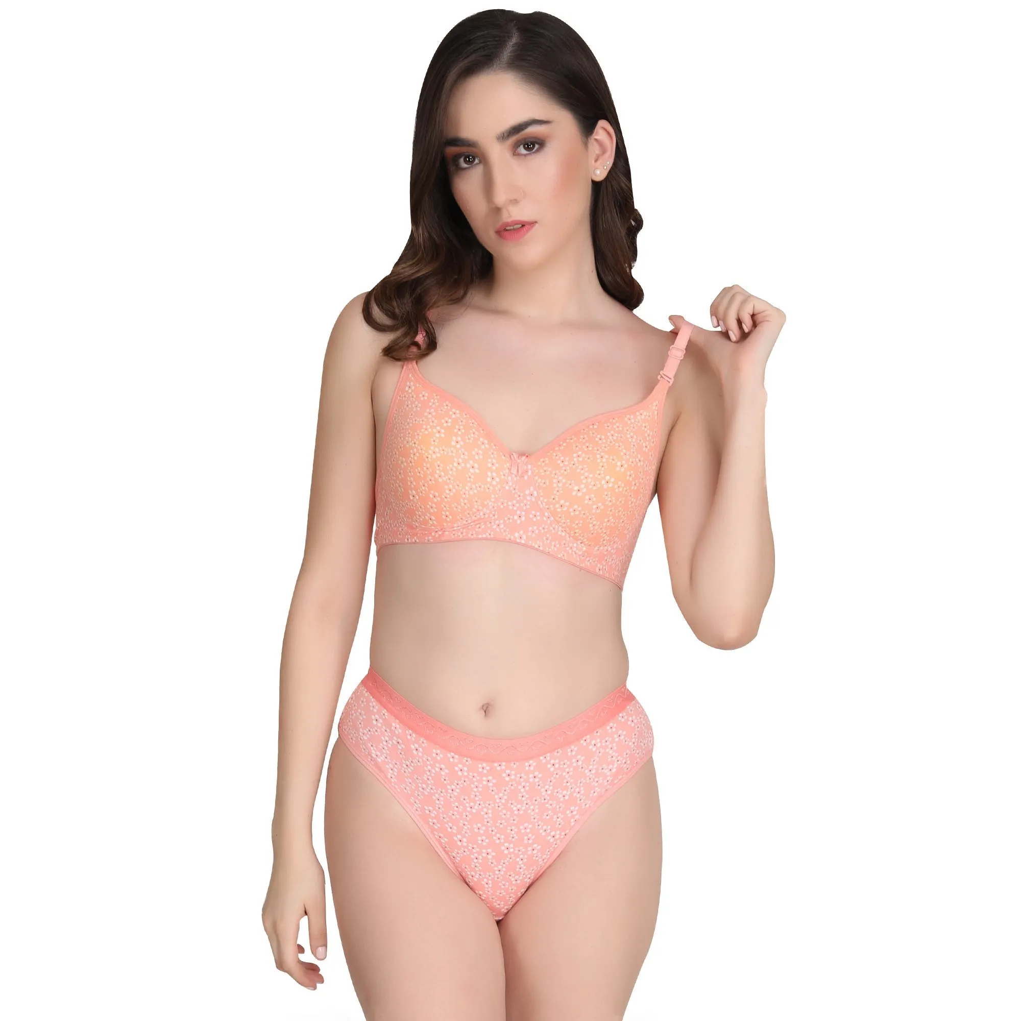 Liigne Small Flower Printed Everyday Bra Panty Set