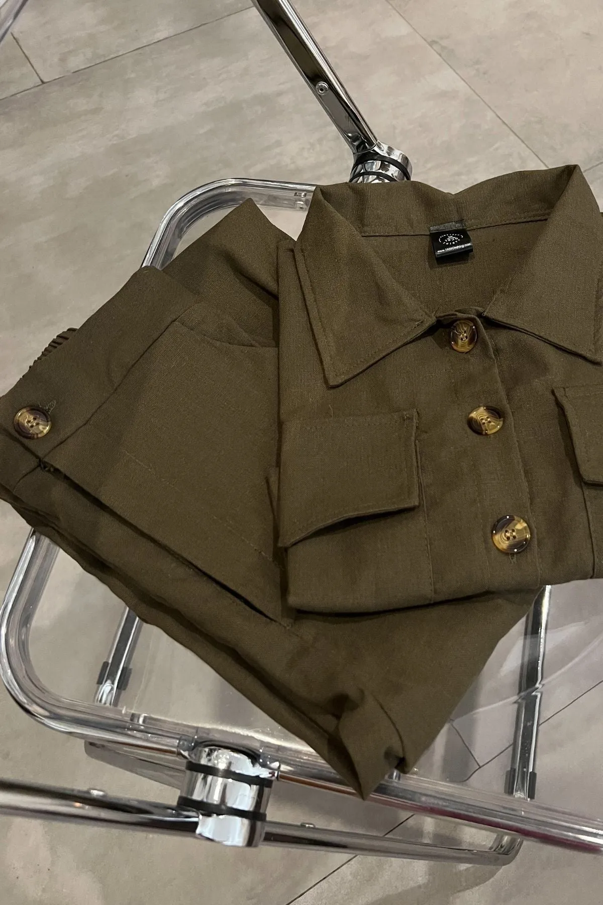 LILLIAN Linen Button-down Top & Pants Co-ord (Olive Green)