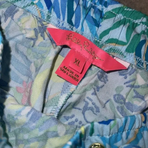 Lilly Pulitzer NWOT Croix Shorts Pull On Elastic Tropical XL Drawstring Colorful