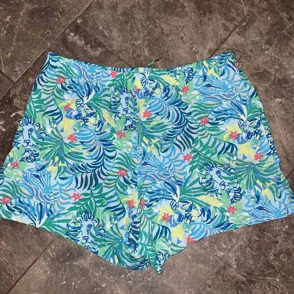 Lilly Pulitzer NWOT Croix Shorts Pull On Elastic Tropical XL Drawstring Colorful