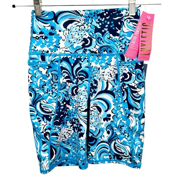 Lilly Pulitzer UPF 50  Luxletic 8&quot; South Beach High Rise Bike Short Mermazing