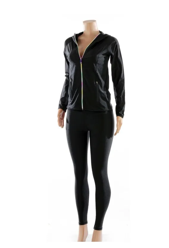 Lime Solid Zip Up Jacket & Leggings Set