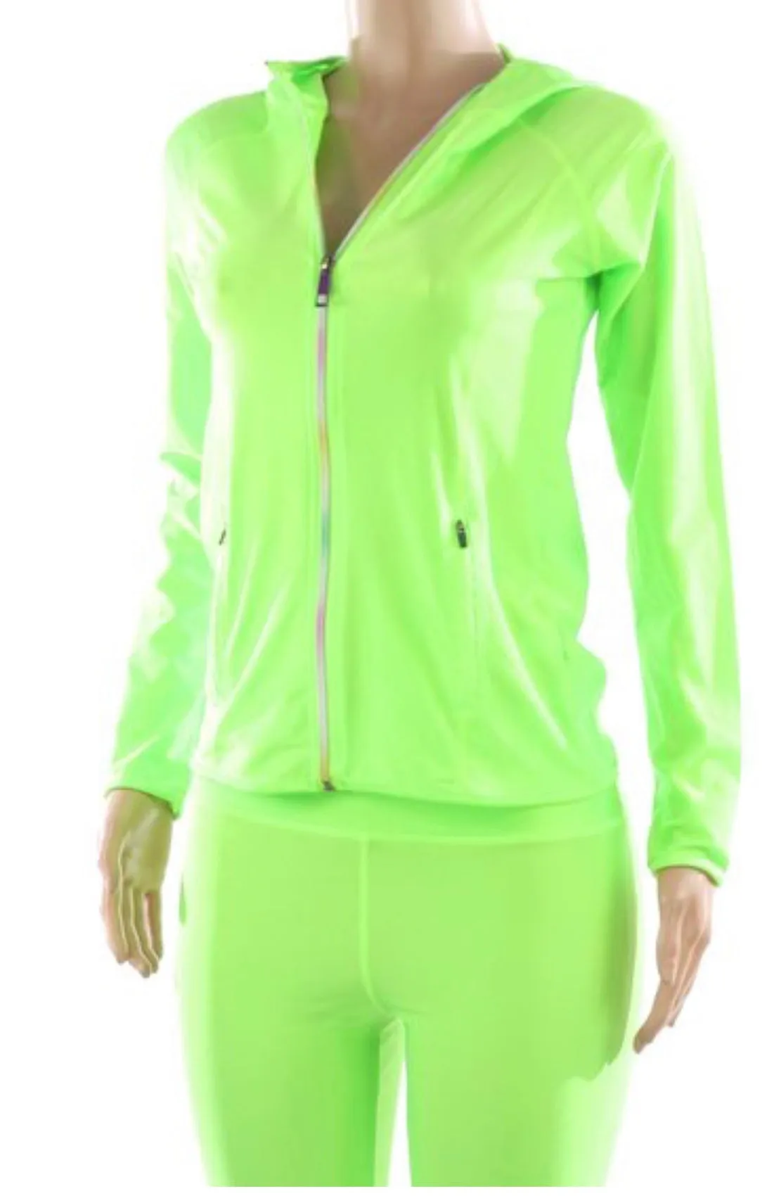 Lime Solid Zip Up Jacket & Leggings Set