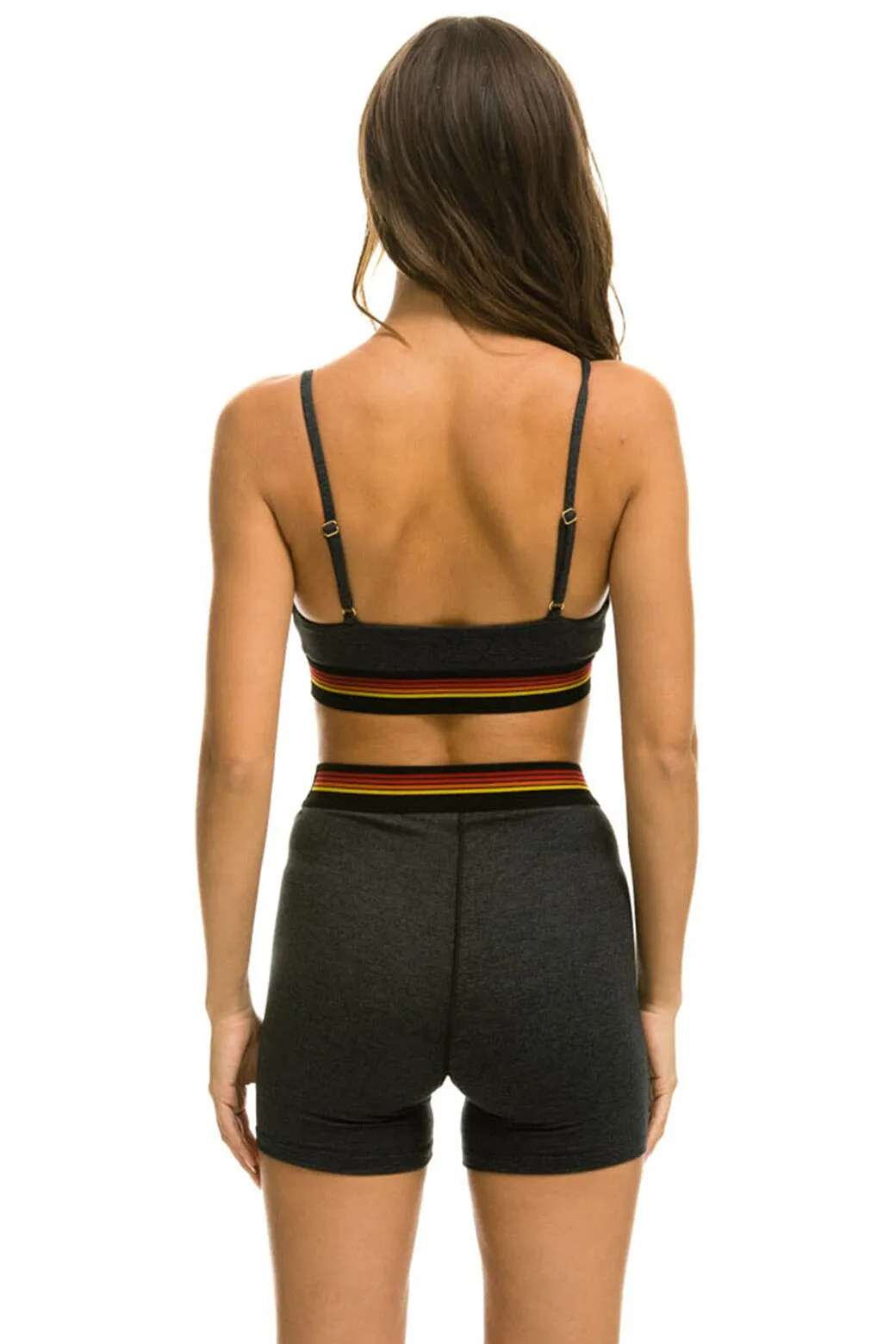 LOGO ELASTIC KEYHOLE BRA - CHARCOAL