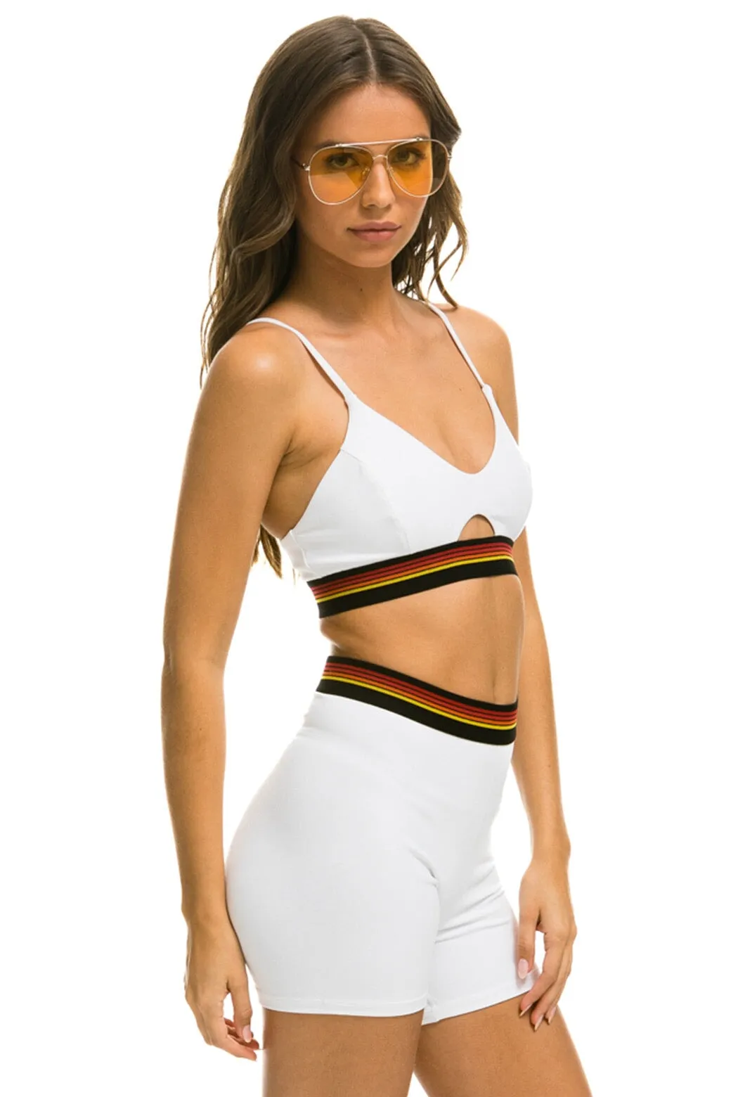 LOGO ELASTIC KEYHOLE BRA - WHITE